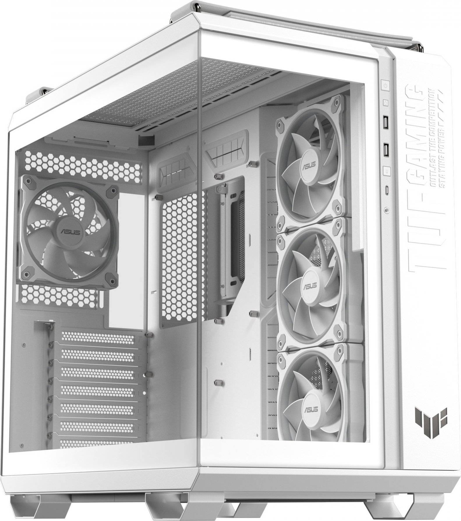 ASUS case TUF GAMING GT502 HORIZON, Mid Tower, průhledná bočnice, 4x 120mm ARGB Fan, bílá