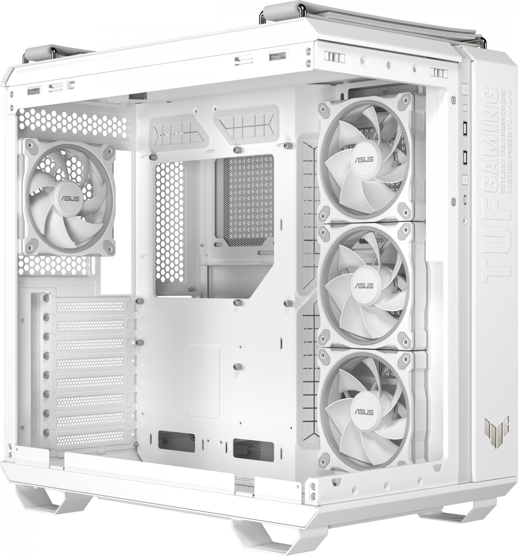ASUS case TUF GAMING GT502 HORIZON, Mid Tower, průhledná bočnice, 4x 120mm ARGB Fan, bílá