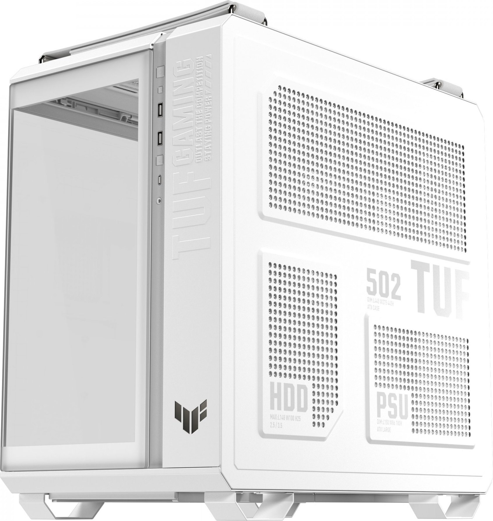 ASUS case TUF GAMING GT502 HORIZON, Mid Tower, průhledná bočnice, 4x 120mm ARGB Fan, bílá