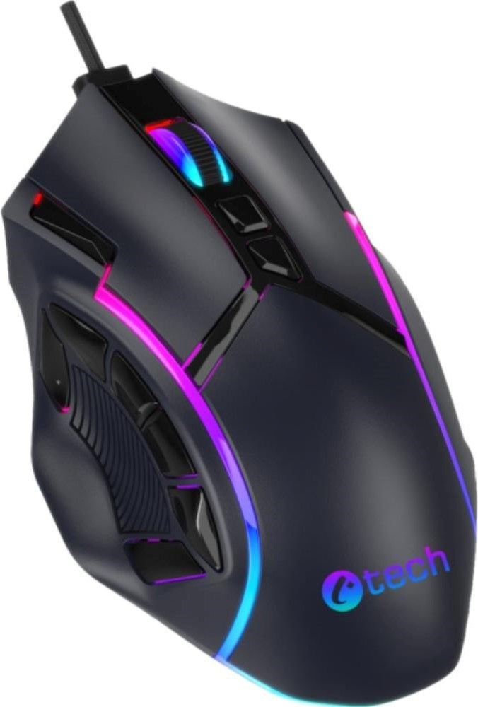 C-TECH Herní myš Akali, 12800 DPI, RGB podsvícení, USB, Černá