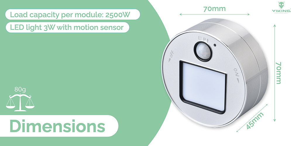 Viking zásuvkový modul A20, LED světlo s pohybovým senzorem 3W, černá