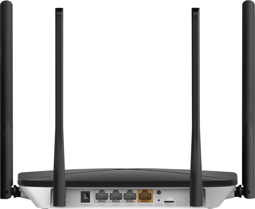 MERCUSYS MB115-4G WiFi4 router (N300, 4G LTE, 2,4GHz, 1x100Mb/s LAN/WAN,3x100Mb/s LAN,1xnanoSIM)