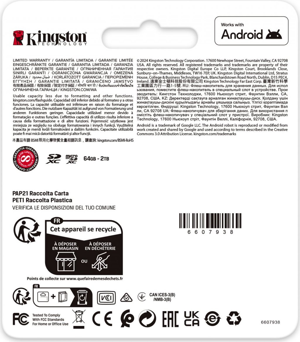 Kingston MicroSDXC karta 1TB Canvas Go! Plus, R:200/W:160MB/s, Class 10, UHS-I, U3, V30, A2 + Adaptér