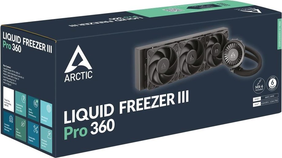 Arctic Cooling ARCTIC Vodní chladič Liquid Freezer III 360 Pro, 3x120mm, AM5, LGA1851, černá