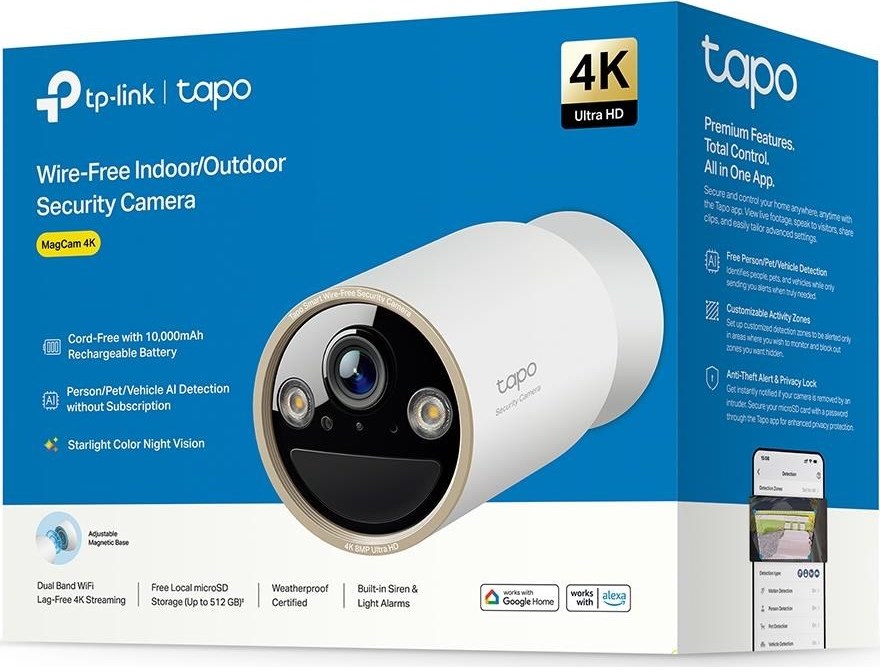 TP-Link Tapo C460 venkovní kamera (8MP, 4K, 2160p, IR 15m, WiFi, micro SD card, IP66)