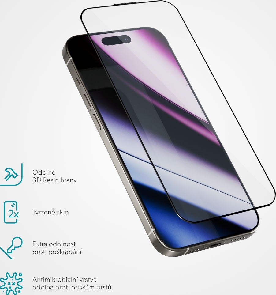Epico Hero 3D sklo iPhone 16 Pro - s aplikátorem