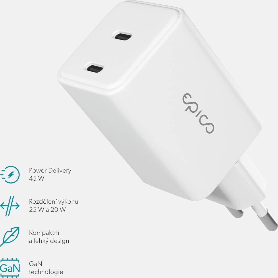 Epico UltraBoost GaN 45W síťový adaptér EA45 - bílá