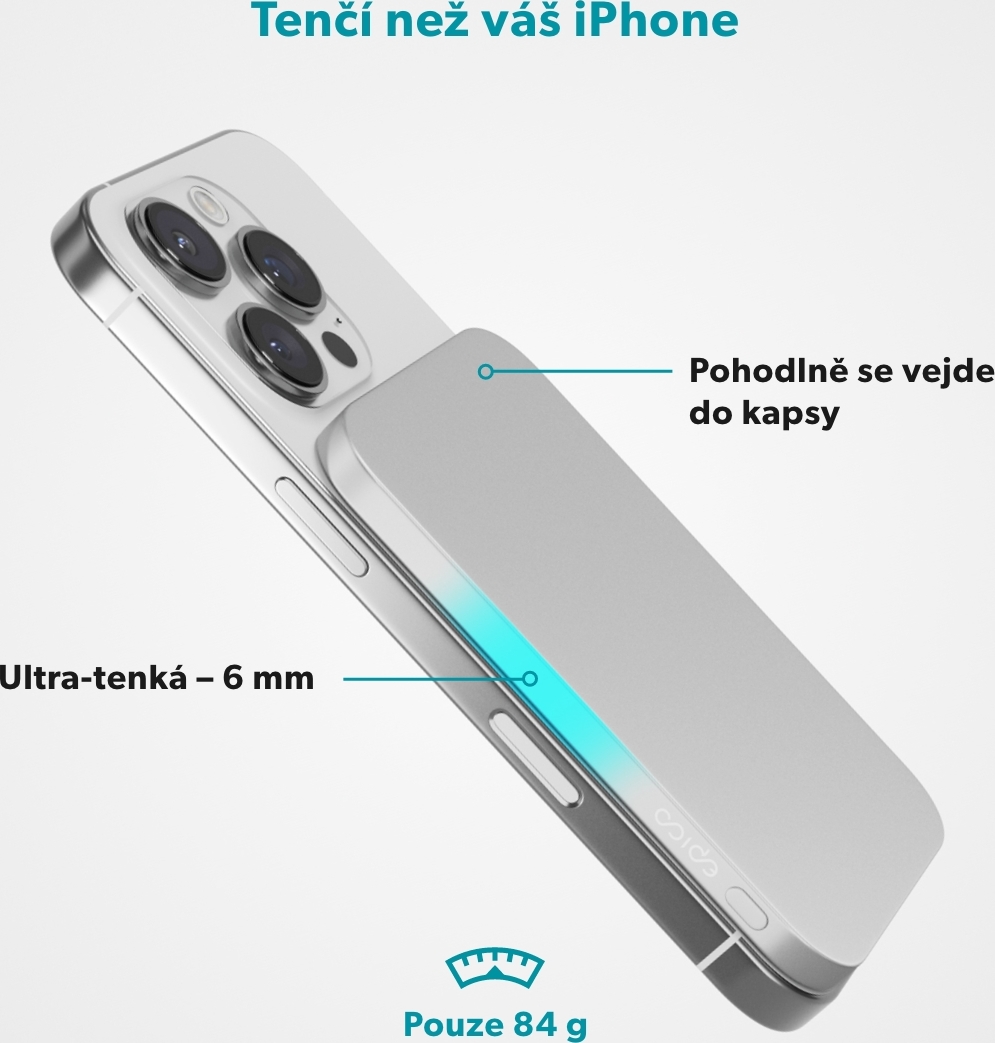 Epico 3000mAh Alu Mag+ PowerBanka EM31 - stříbrná