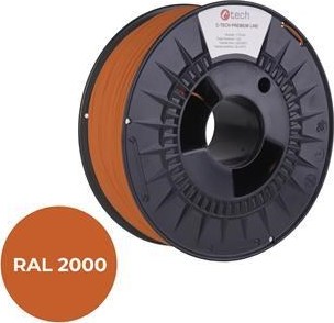 C-TECH Tisková struna (filament) PREMIUM LINE, PLA, žlutooranžová, RAL2000, 1,75mm, 1kg