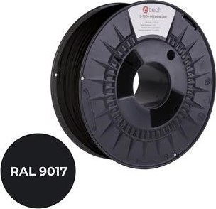 C-TECH Tisková struna (filament) PREMIUM LINE, PLA, dopravní černá, RAL9017, 1,75mm, 1kg