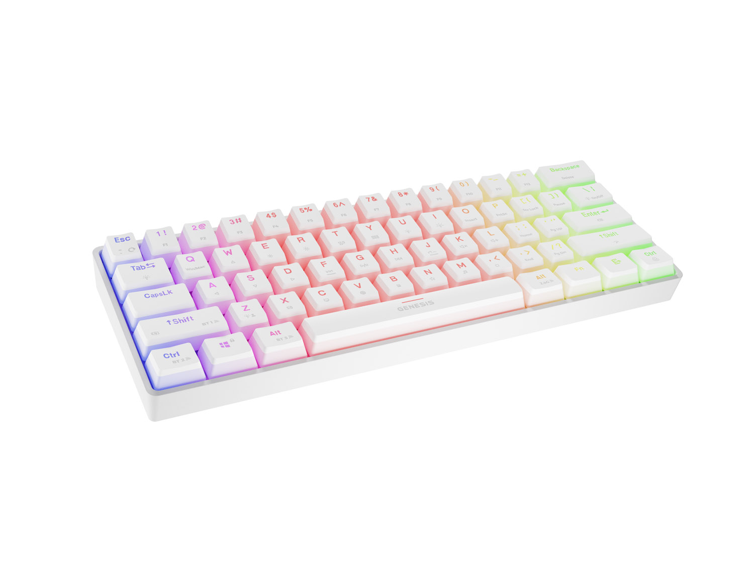 Genesis herní klávesnice THOR 660 G2/Gateron Brown/USB+BT/US layout/Bílá