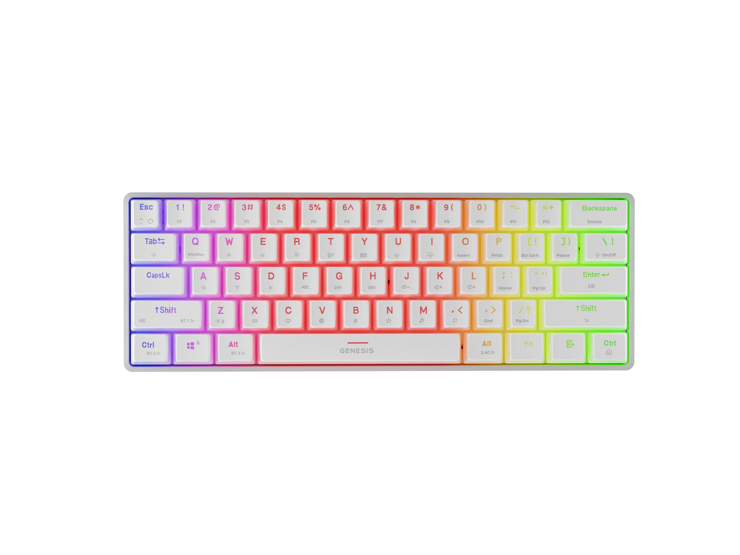Genesis herní klávesnice THOR 660 G2/Gateron Brown/USB+BT/US layout/Bílá