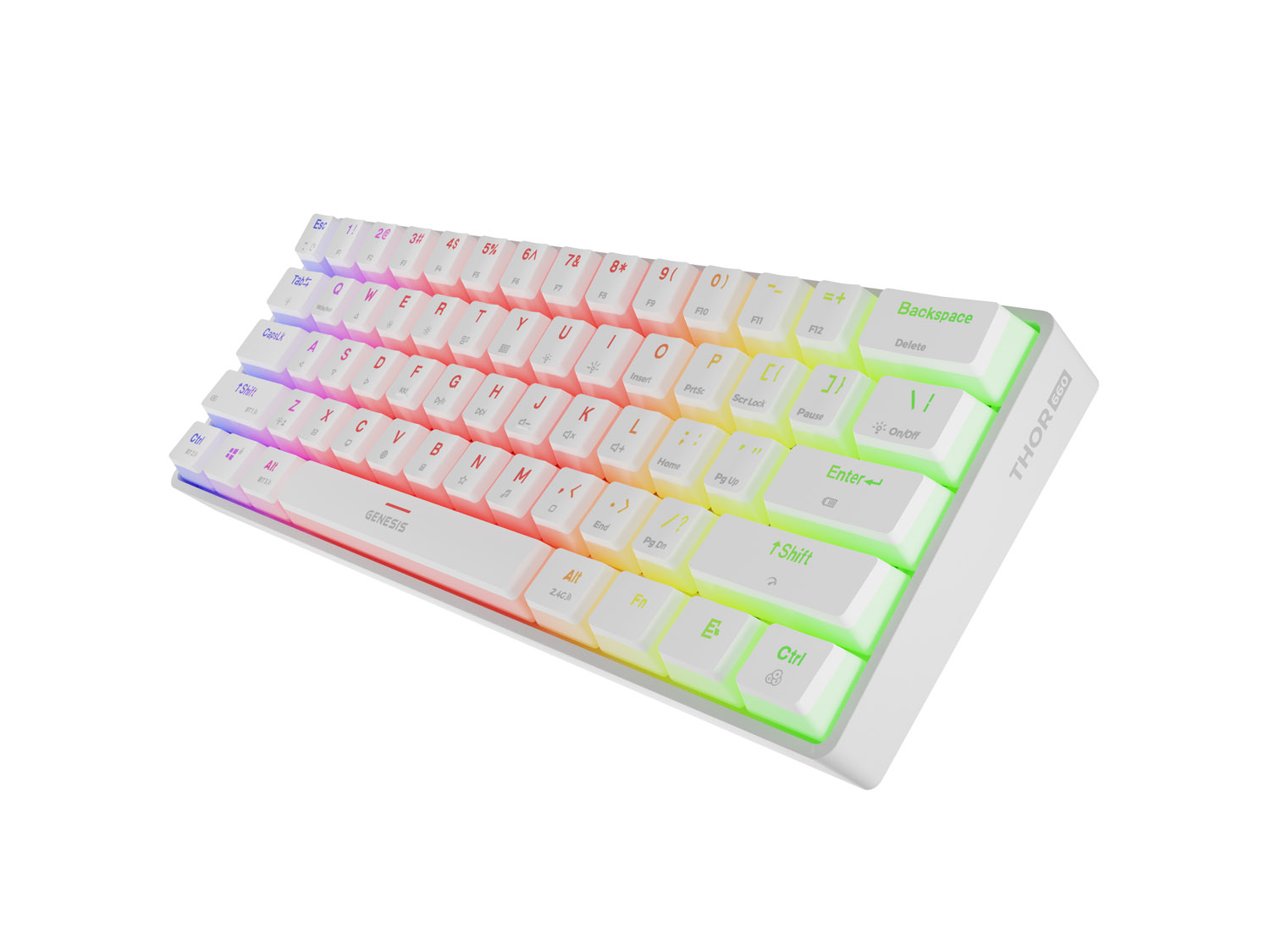 Genesis herní klávesnice THOR 660 G2/Gateron Brown/USB+BT/US layout/Bílá