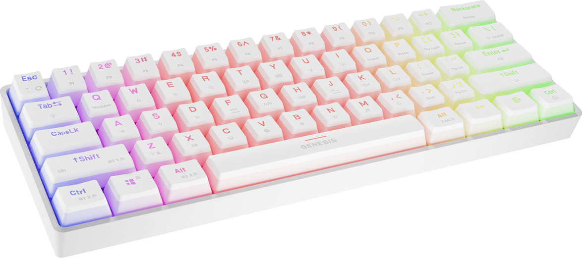 Genesis herní klávesnice THOR 660 G2/Gateron Red/USB+BT/US layout/Bílá