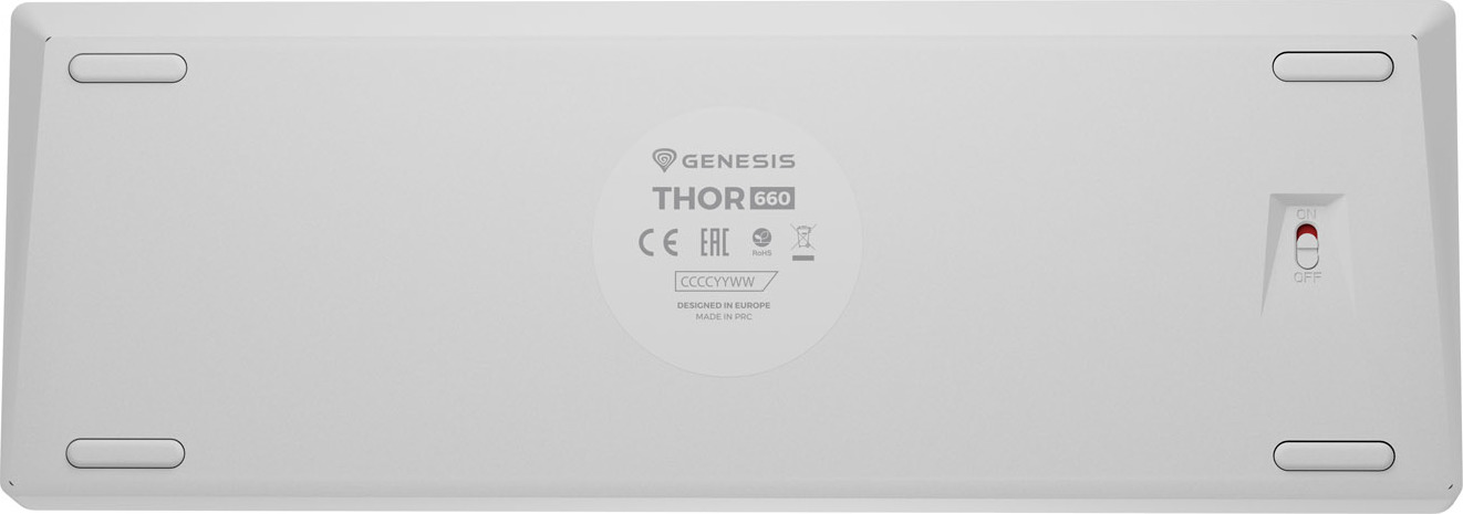 Genesis herní klávesnice THOR 660 G2/Gateron Red/USB+BT/US layout/Bílá