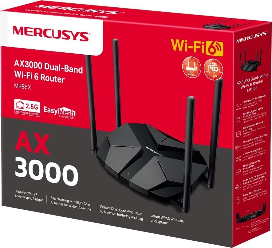 MERCUSYS MR85X WiFi6 router (AX3000,2,4GHz/5GHz,3xGbELAN,1x2,5GbEWAN)