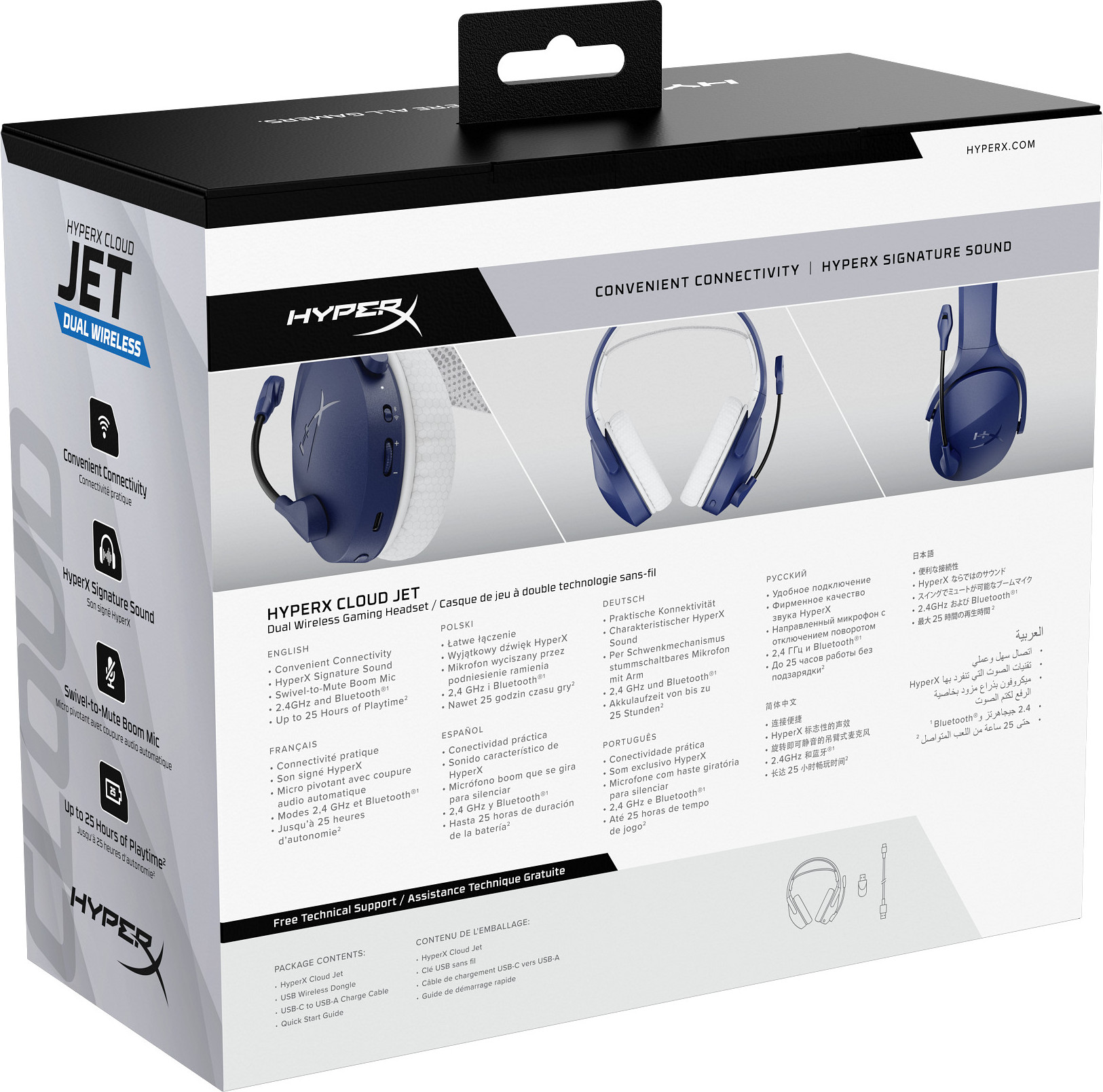 HP Inc. HyperX Cloud Jet Dual Wireless Gaming Headset, modrá