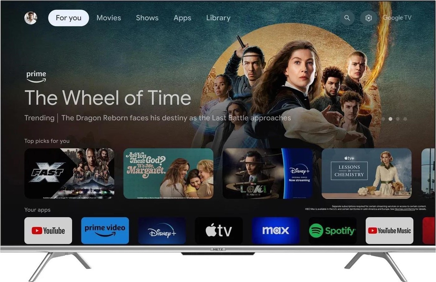 Metz 65MUD7000Z 65" TV, 4K Ultra HD, LED, Bluetooth, WiFi, Google TV, HDR, DTS Studio Sound