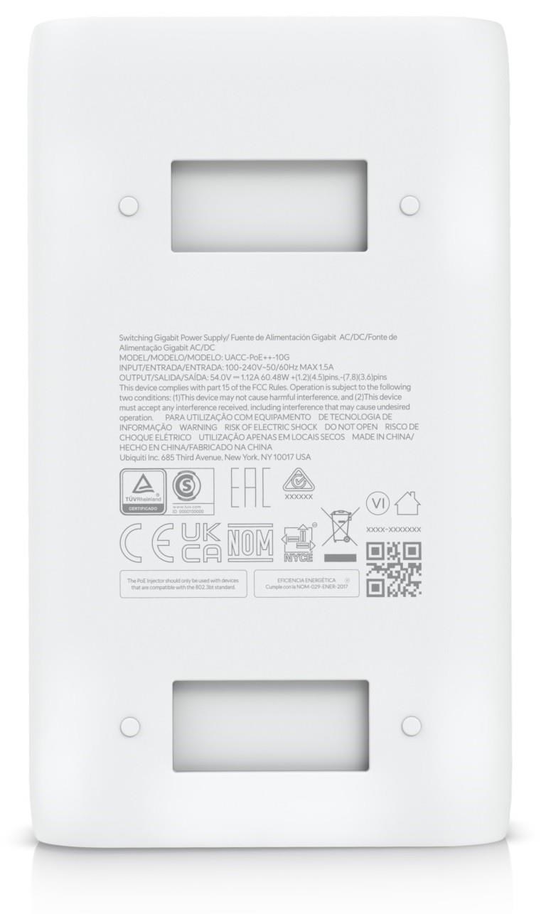 Ubiquiti UBNT UACC-PoE++-10G - 10Gigabitový POE Injektor 54V/1,12A (60W), bílý