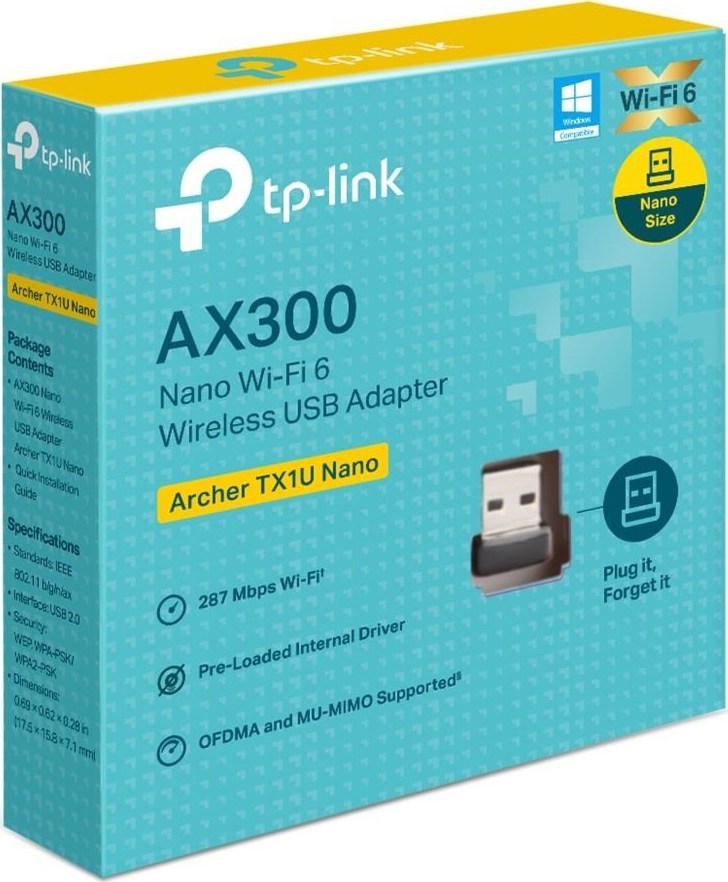 TP-Link Archer TX1U Nano WiFi6 USB adapter (AX300,2,4GHz/5GHz,USB2.0)