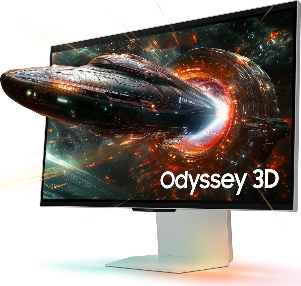 SAMSUNG MT LED LCD 27" Odyssey 3D (G90XF) - 3840x2160, 350Hz, IPS, HDR10+ Gaming, Konverze 2D->3D non-DRM video, 2xkamer