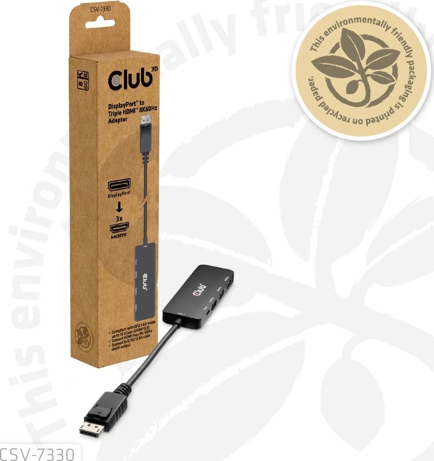 Club 3D Club3D hub MST (Multi Stream Transport) DisplayPort 1.4 na 3x HDMI 8K60Hz (M/F)