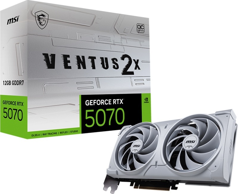 MSI VGA NVIDIA GeForce RTX 5070 12G VENTUS 2X OC WHITE, RTX 5070, 12GB GDDR7, 3xDP, 1xHDMI