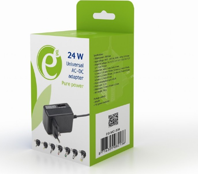 GEMBIRD Universal AC-DC adapter, 24 W