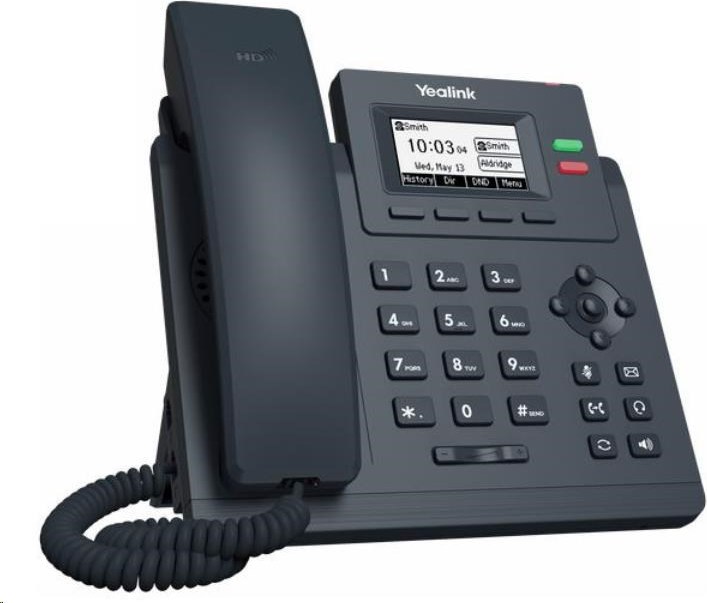 IP telefón Yealink SIP-T31P, 2,3" grafika 132x64, 2x RJ45 10/100, PoE, 2x SIP, s adaptérom