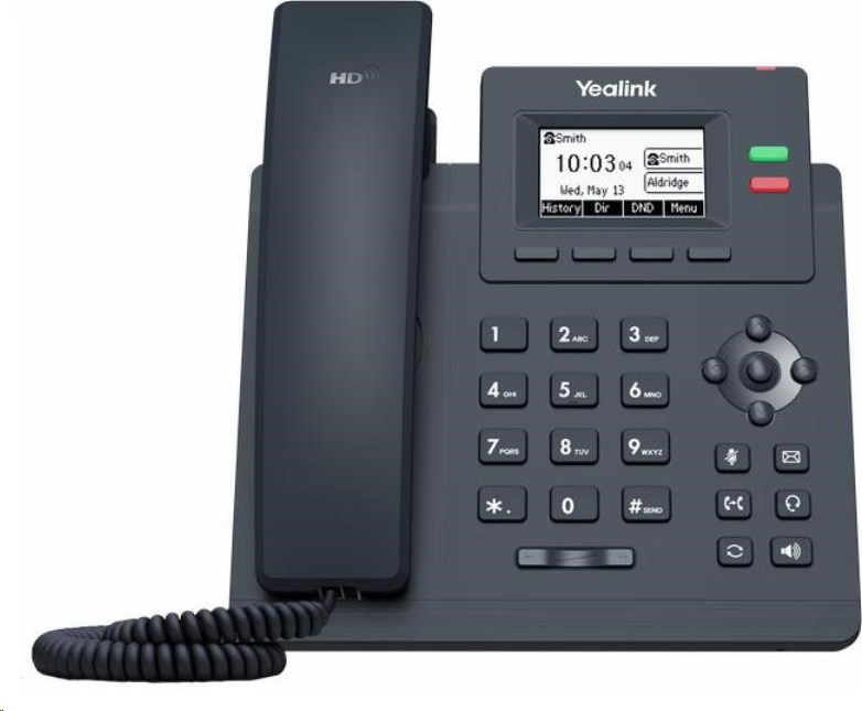 IP telefón Yealink SIP-T31P, 2,3" grafika 132x64, 2x RJ45 10/100, PoE, 2x SIP, s adaptérom