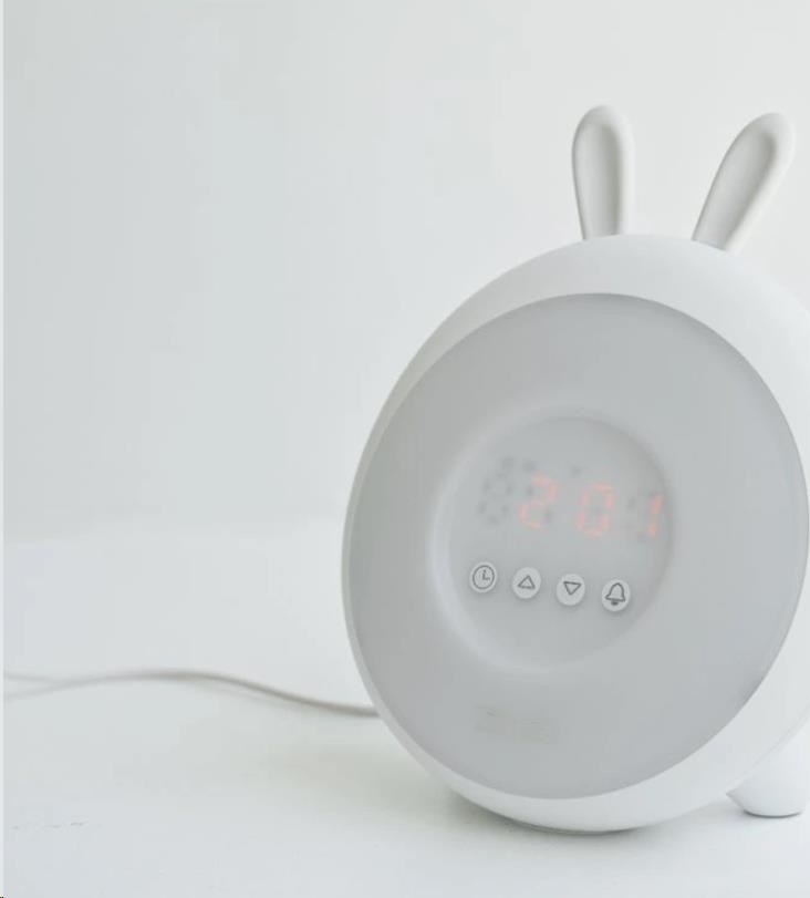 Rabbit & Friends Dětská lampička s budíkem | Bílá