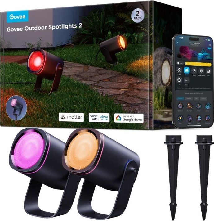 Govee RGBWW Smart zahradní reflektory 750lm 2ks Matter
