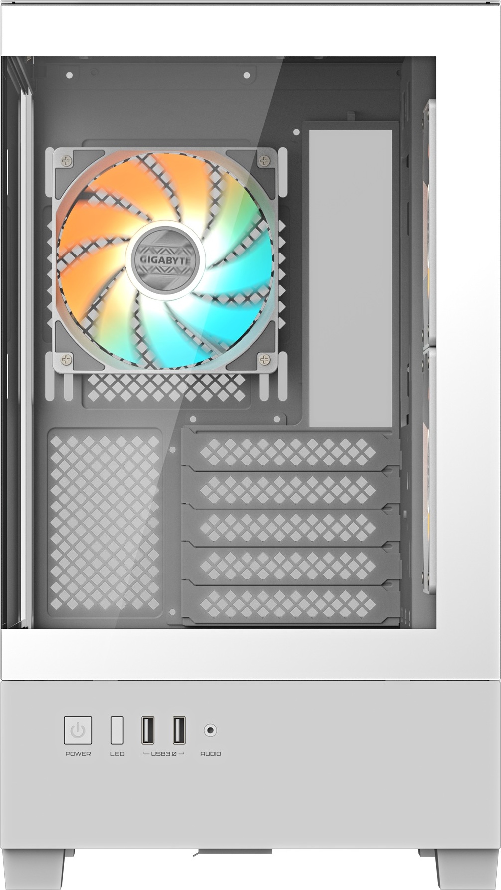 GIGABYTE case GB-C201PI, Mid tower, 2xUSB 3.0, 3x 120mm ARGB Fan, bílá