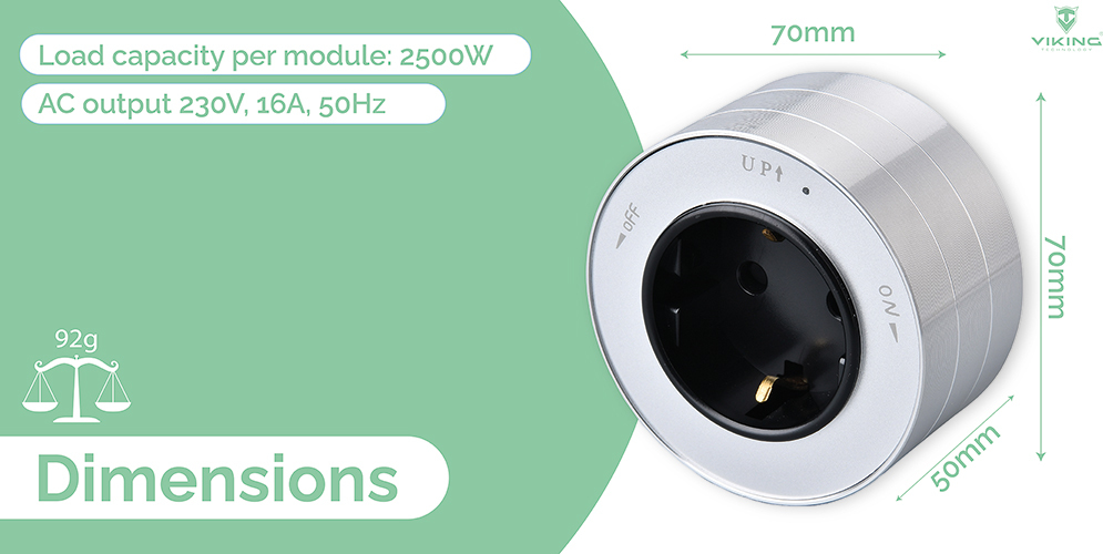 Viking zásuvkový modul A40, zásuvka 230 V, stříbrná