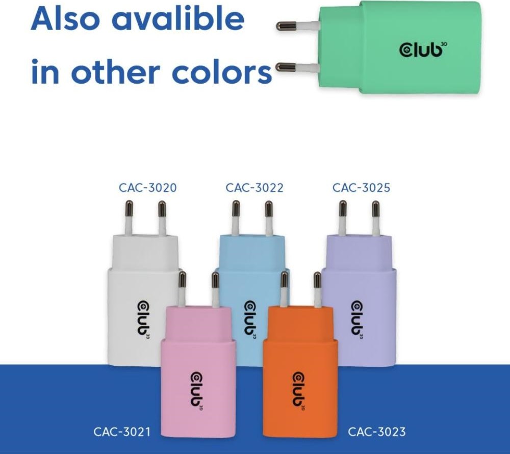Club 3D Club3D Nabíječka, USB-C, Power Delivery 15V/2A, 2-pack, zelená