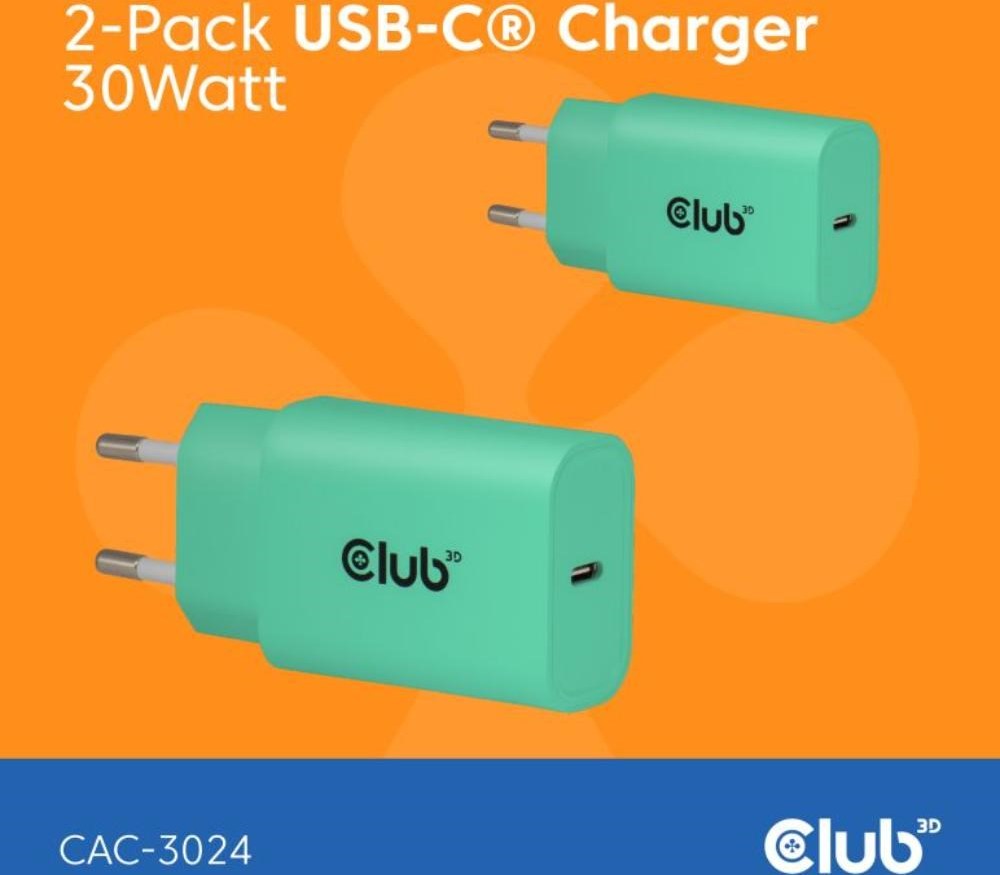Club 3D Club3D Nabíječka, USB-C, Power Delivery 15V/2A, 2-pack, zelená
