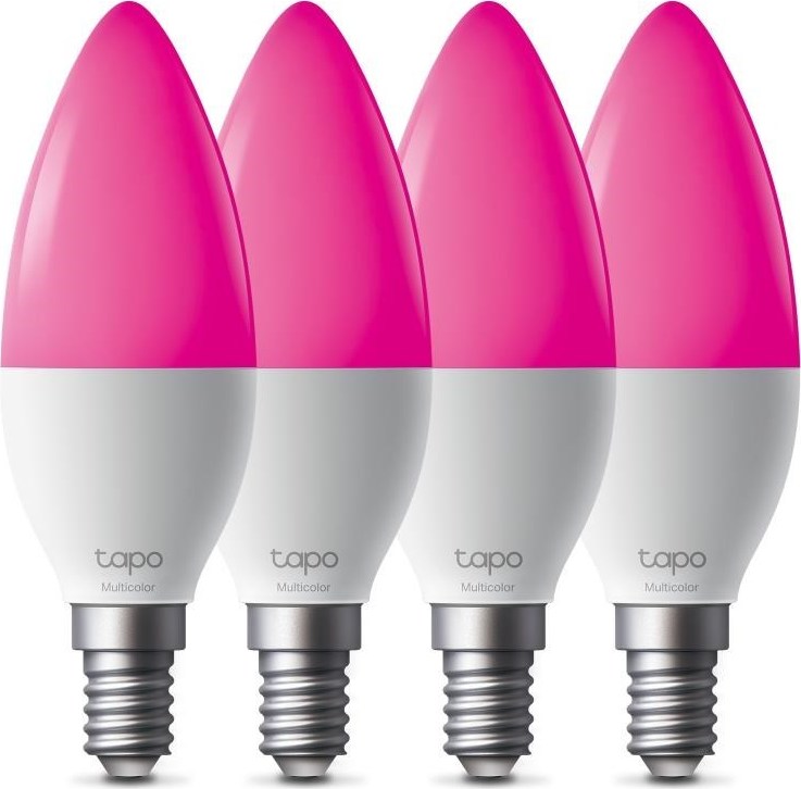 TP-Link Tapo L430C(4-pack) chytrá WiFi stmívatelná LED žárovka (barevná,2500K-6500K,470lm,2,4GHz,E14)