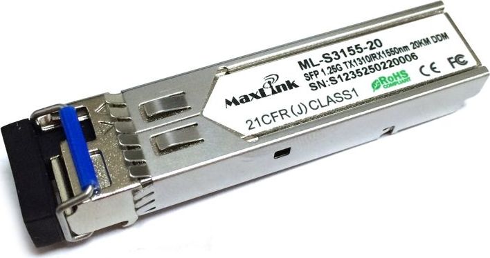 MaxLink 1.25G SFP optický modul, WDM(BiDi), SM, Tx 1310/Rx1550nm, 20km, 1x LC konektor, DDM