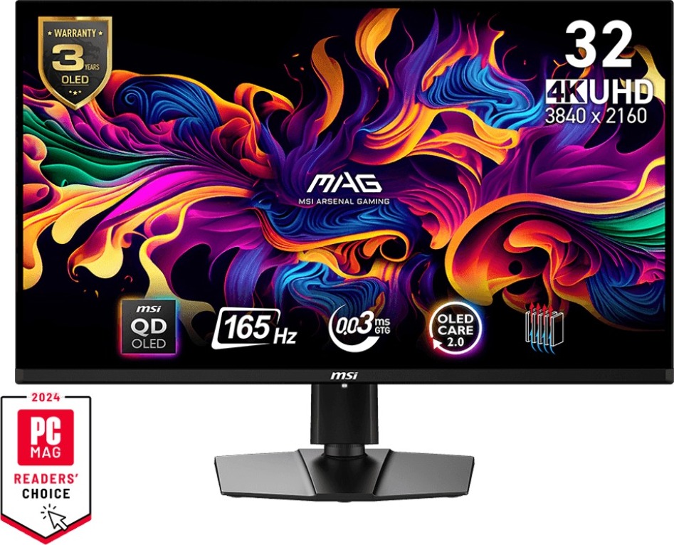 MSI LCD MAG 321UP QD-OLED, 31.5", 3840x2160, QD-OLED, 0,03ms, VESA 100x100, Black