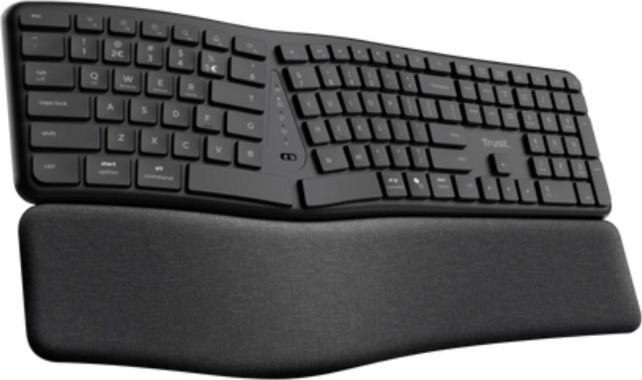 TRUST klávesnice Keyra, Ergonomická, Bezdrátová, US, černá