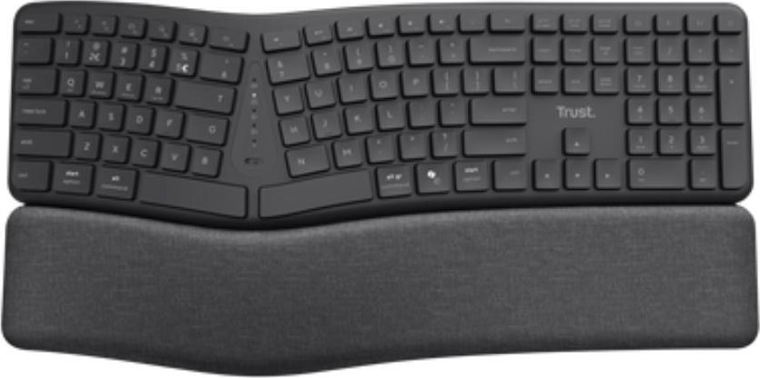 TRUST klávesnice Keyra, Ergonomická, Bezdrátová, US, černá