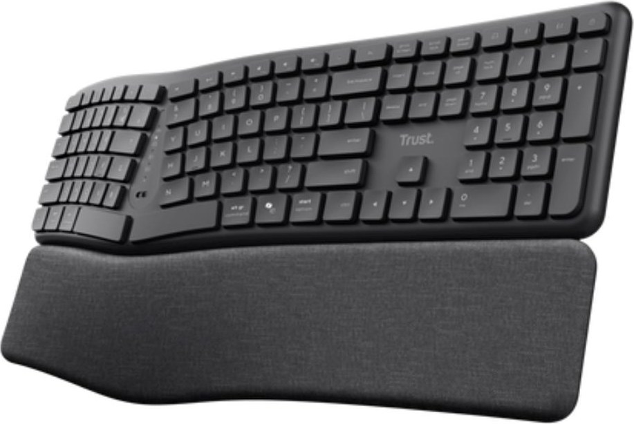 TRUST klávesnice Keyra, Ergonomická, Bezdrátová, US, černá