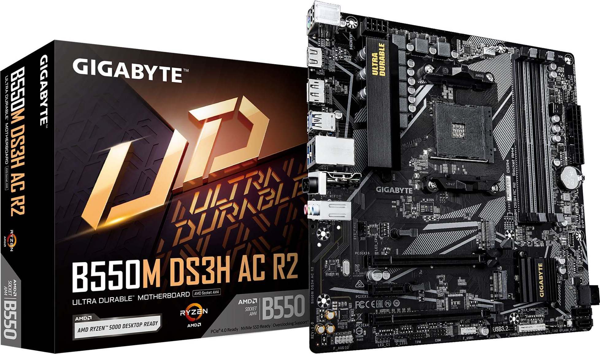 GIGABYTE MB Sc AM4 B550M DS3H AC R2, AMD B550, 4xDDR5, DP, HDMI, mATX