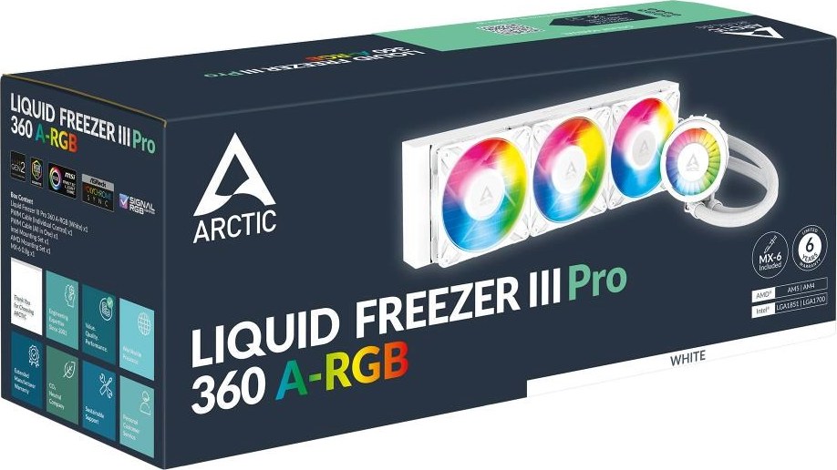 Arctic Cooling ARCTIC Vodní chladič Liquid Freezer III 360 Pro ARGB, 3x120mm, AM5, LGA1851, bílá
