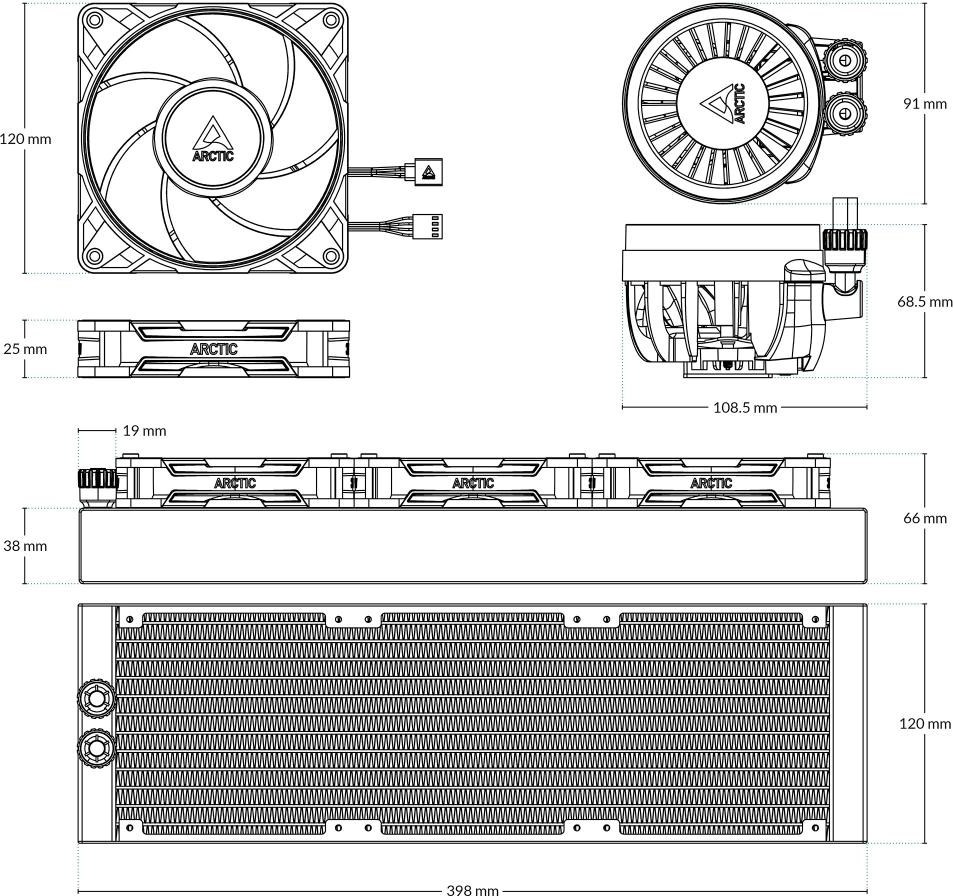 Arctic Cooling ARCTIC Vodní chladič Liquid Freezer III 360 Pro ARGB, 3x120mm, AM5, LGA1851, bílá