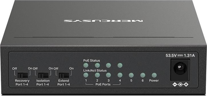 MERCUSYS switch MS106P (6x100Mb/s,4xPoE+,67W,fanless)