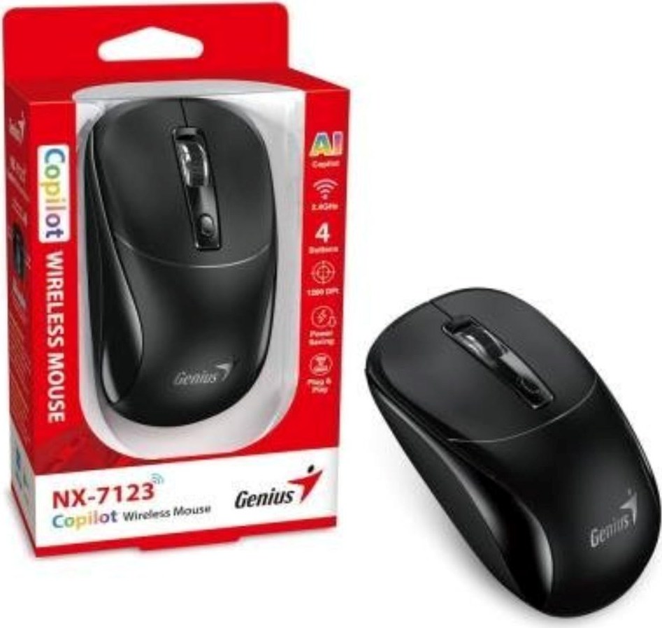 GENIUS myš NX-7123/ 1200 dpi/ bezdrátová/ Copilot/ černá