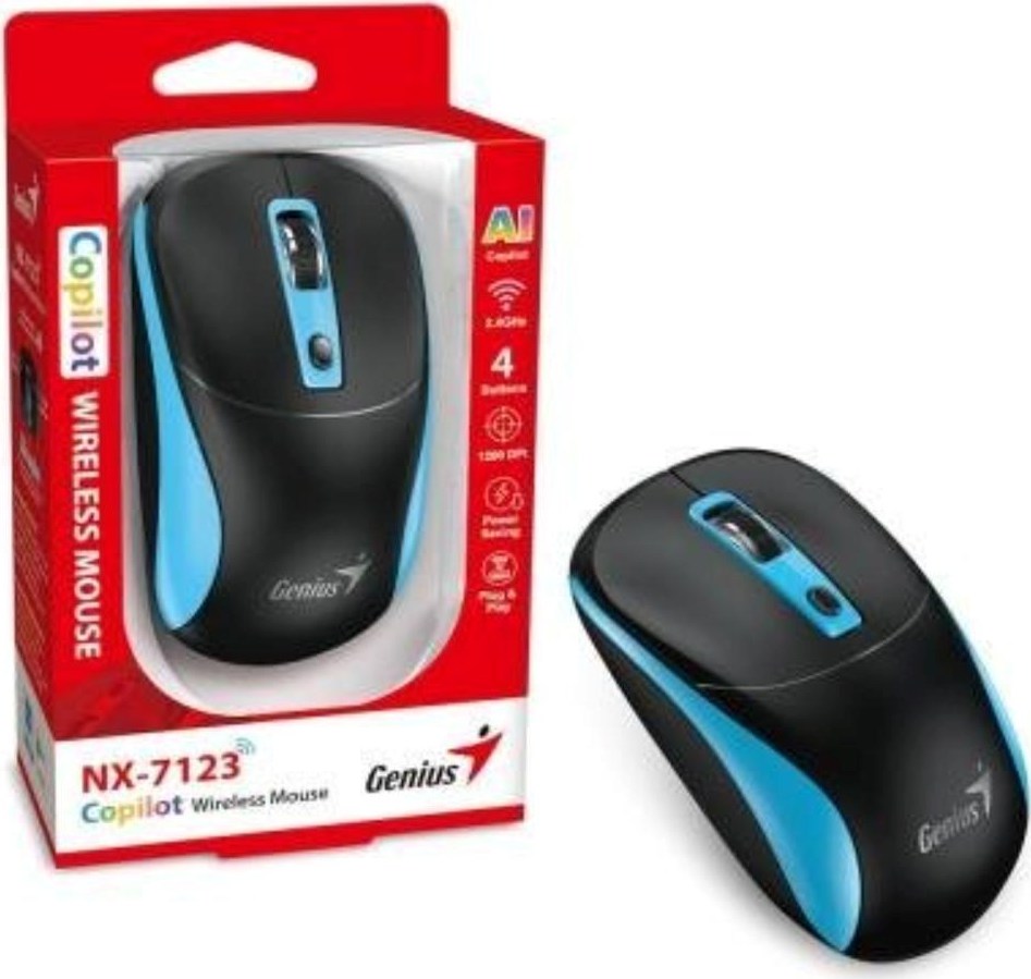 GENIUS myš NX-7123/ 1200 dpi/ bezdrátová/ Copilot/ černo-modrá