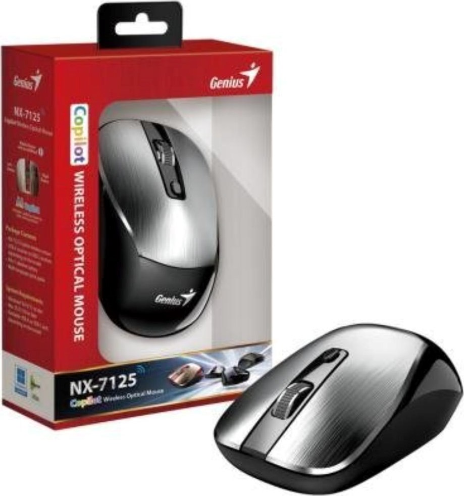 GENIUS myš NX-7125 Silver/ 1200 dpi/ bezdrátová/ Copilot/ stříbrná