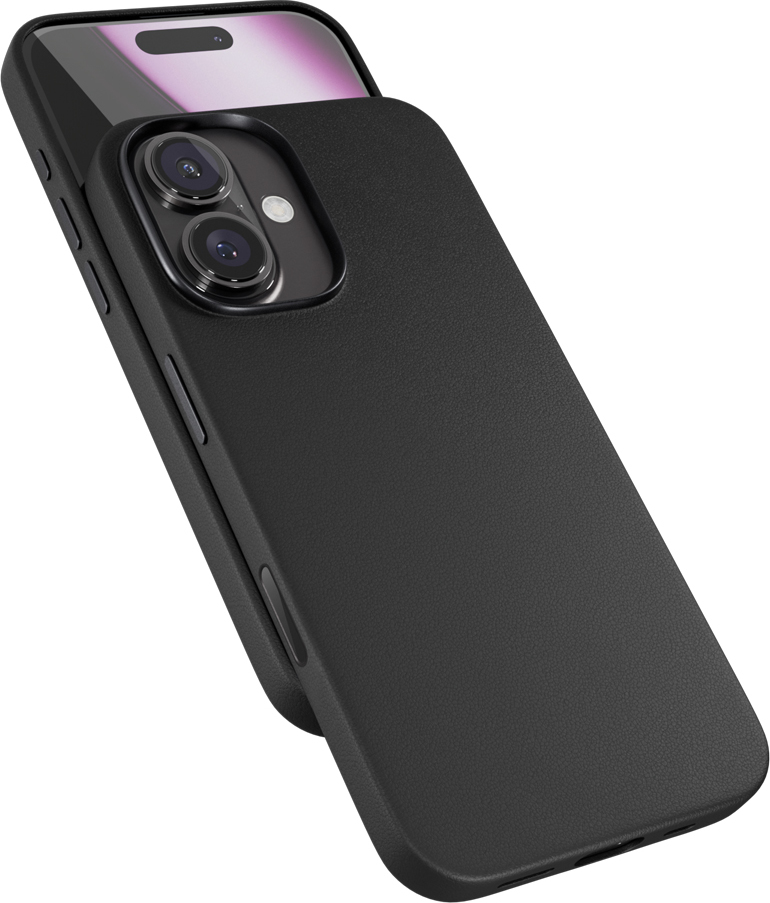 Epico Mag+ kožený kryt iPhone 16 - černá